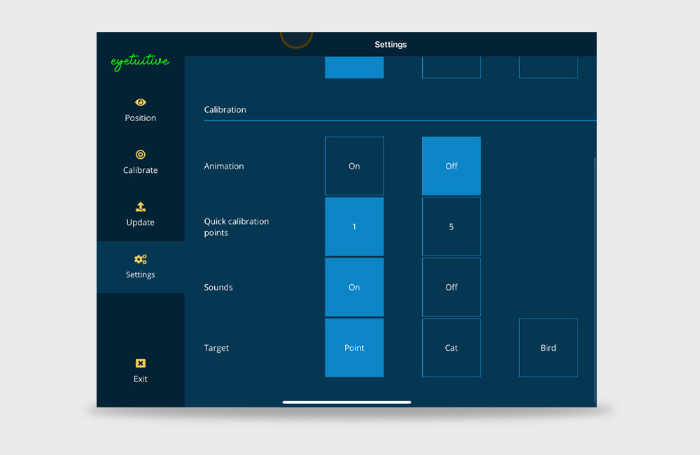 Eyetuitive Calibration screen