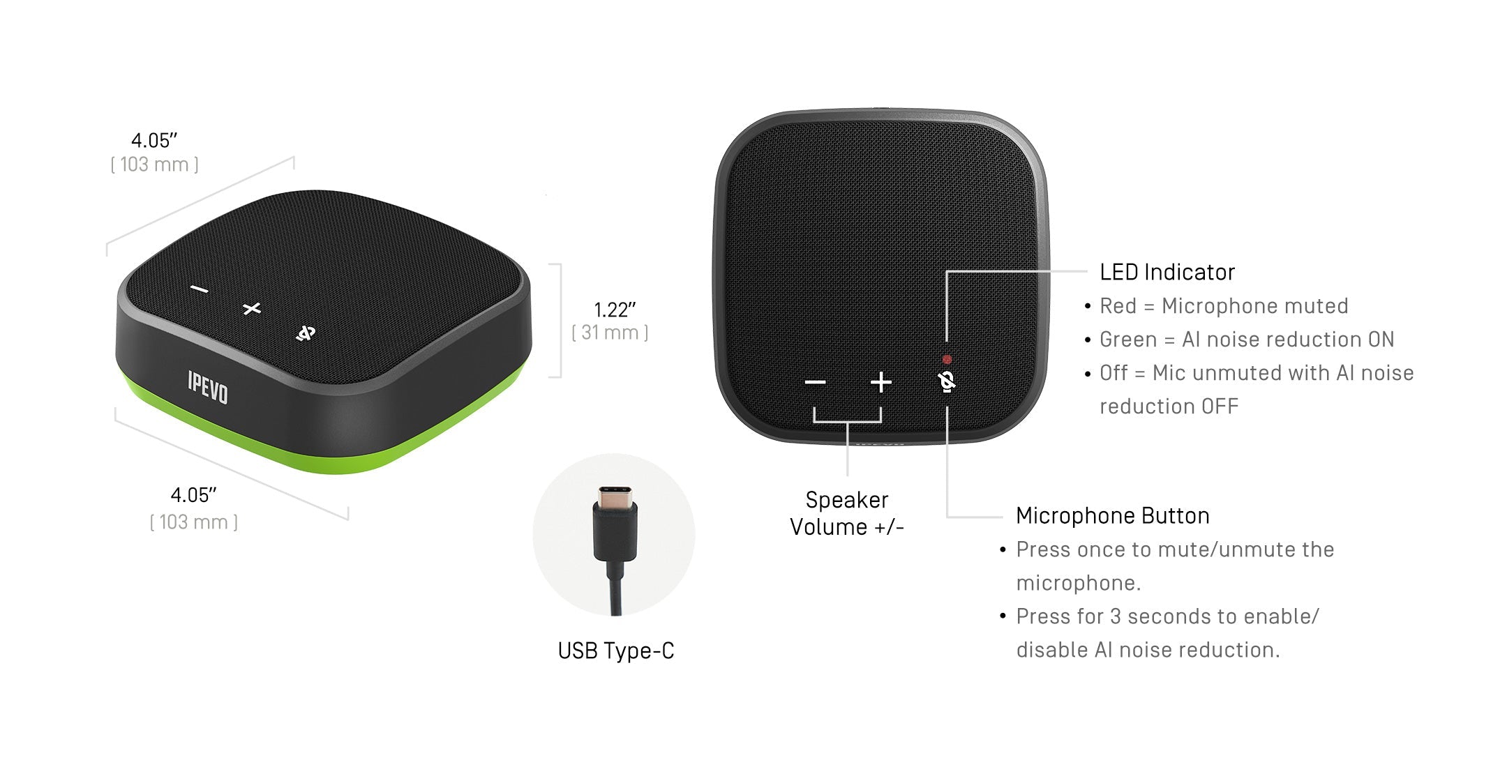 IPEVO VC-A10 USB Portable Speakerphone IPEVO innovating communications