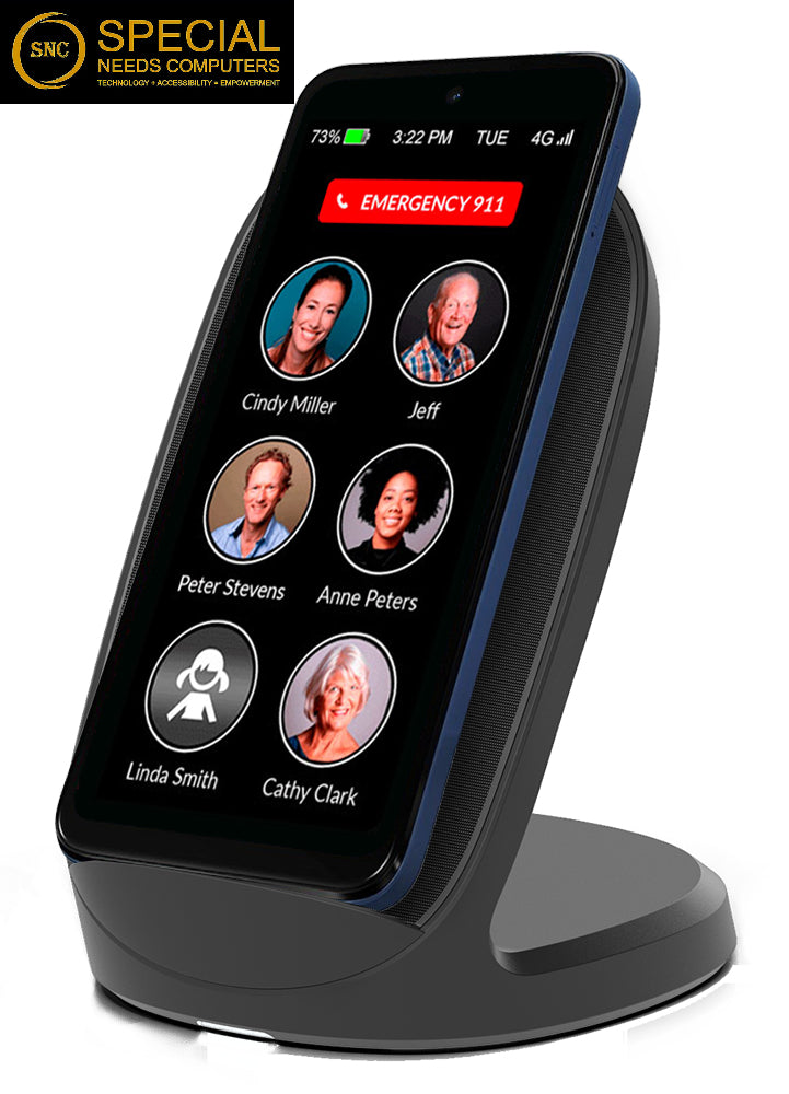 RAZ Memory Cell Phone for people with memory loss - 6 on Stand