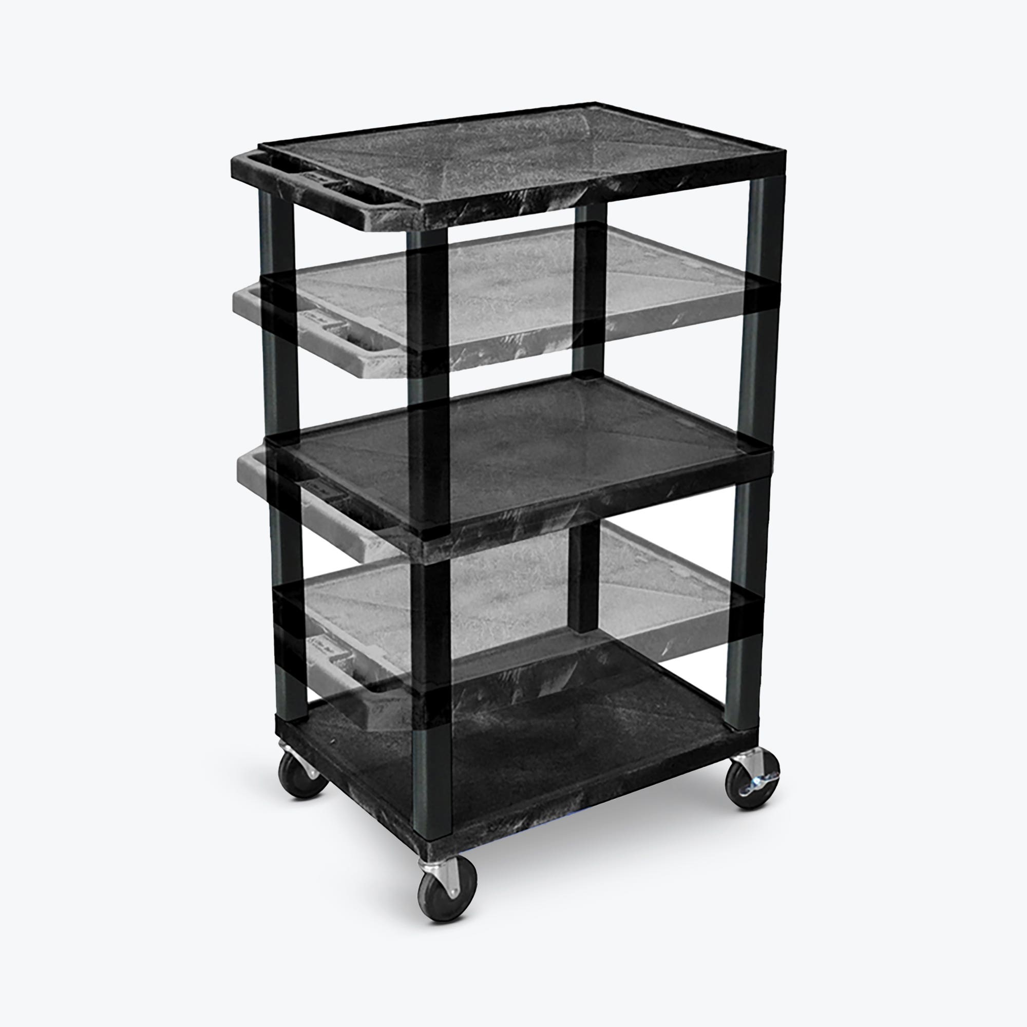 Multi-Height AV Cart - 3 Shelves - Black Legs - 1