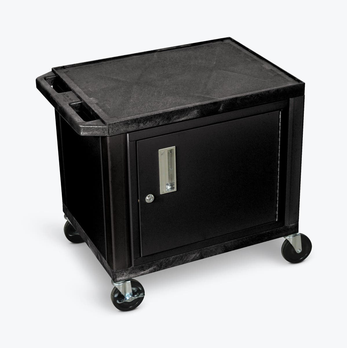 26"H AV Cart - 2 Shelves, Cab - Black Legs - 1