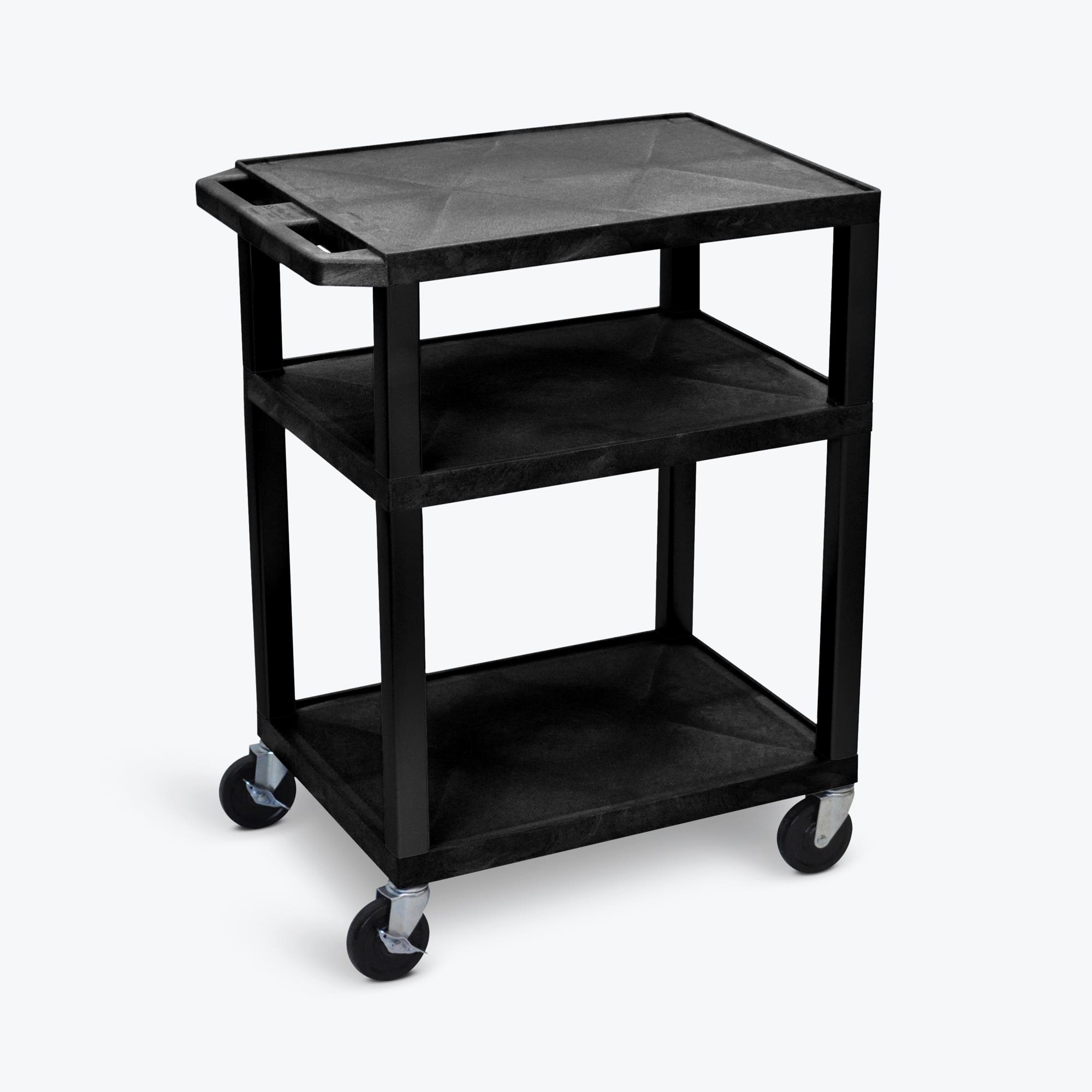 34"H AV Cart - Three Shelves - Black Legs - 1