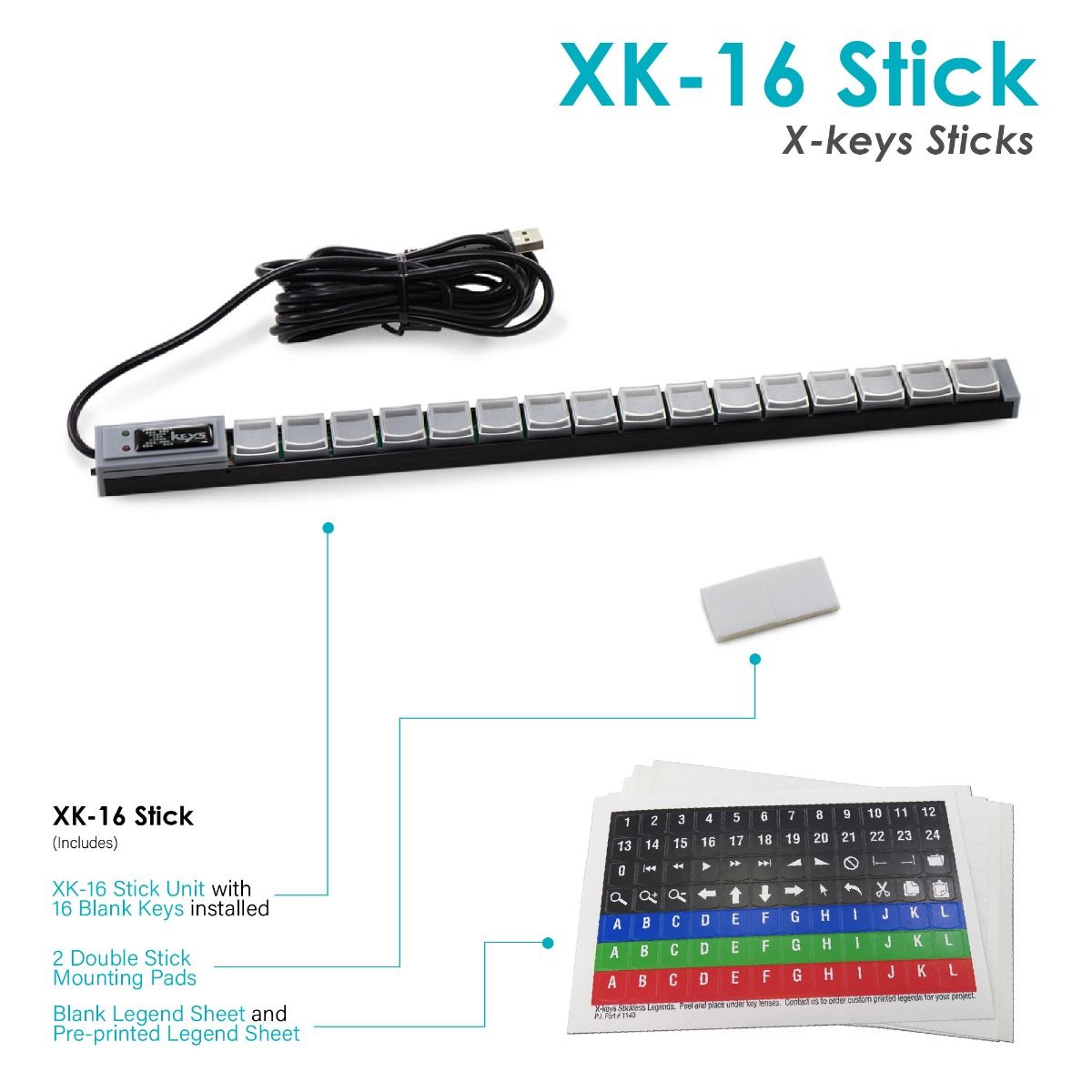 X-keys 16 Key USB Stick what's included