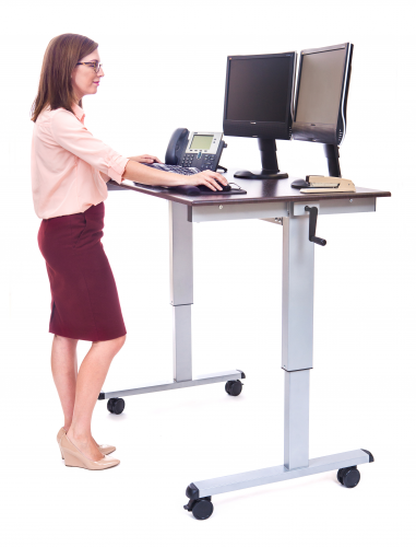 Luxor 48" Crank Adjustable Stand Up Desk lady standing