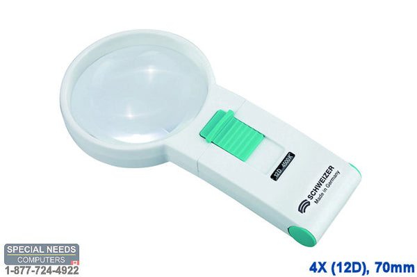 OKOLUX Plus Illuminated Handheld Magnifier 4X (12D) 70mm