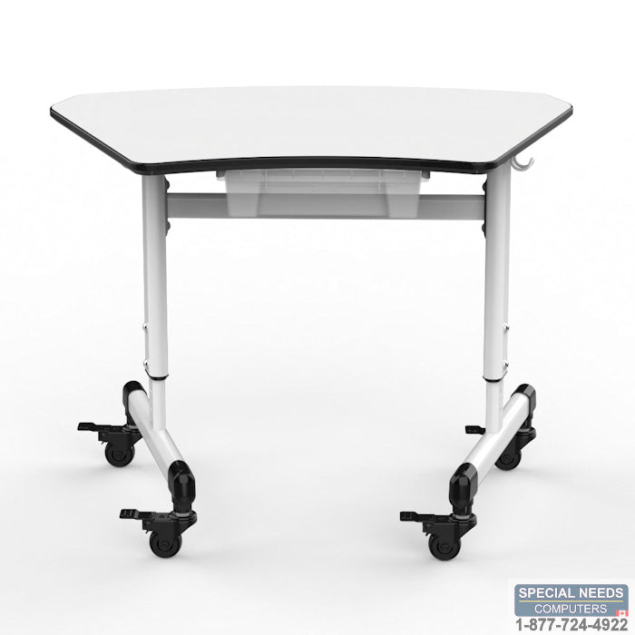 Height-Adjustable Trapezoid Student Desk with Drawer